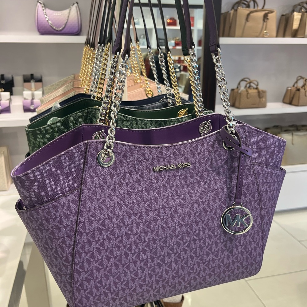 Michael Kors Dark Purple Shoulder Chain Tote - Picture 2 of 6